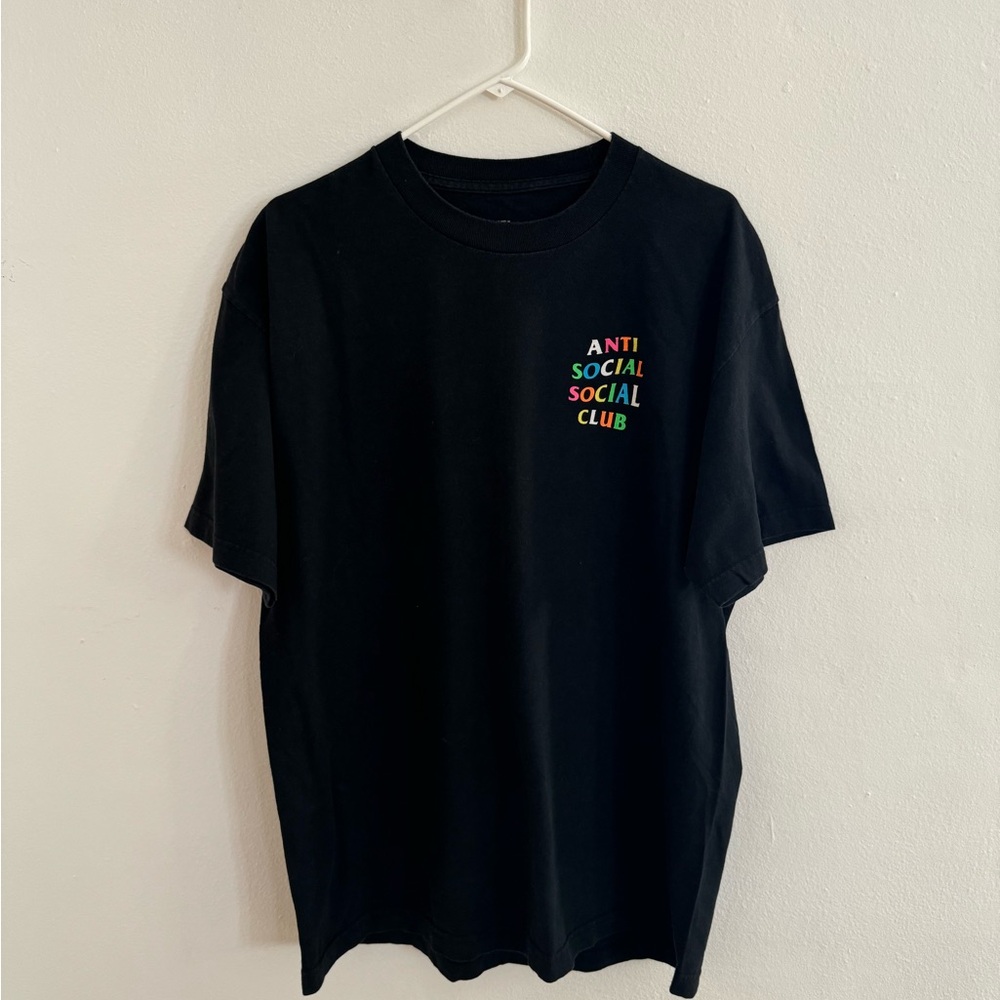 Anti Social Social Club Black Tee with Multicolor Logo